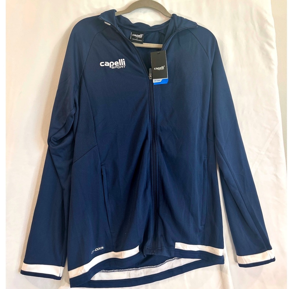 Capelli Sport Mens CS-Cool Full Zip Training Jacket Navy Blue Size Large NWT ML